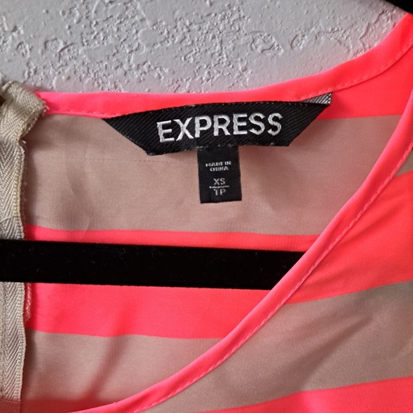 Satin Neon Pink Striped Express Blouse - Picture 3 of 4